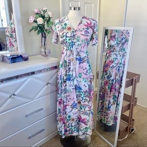 Milumia Button Up Floral Print Maxi Dress